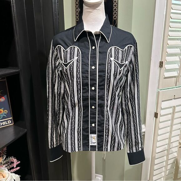 Panhandle Slim Black and White Western Button Down Size Medium - Picture 1 of 14